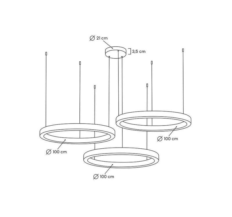 MOOSEE lampa wisząca RING 100 + 100 +     100 złota na jednej podsufitce