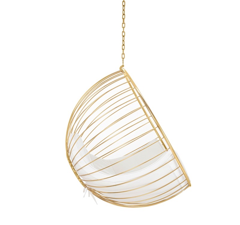 Fotel wiszący GABBIA złoty / beżowy