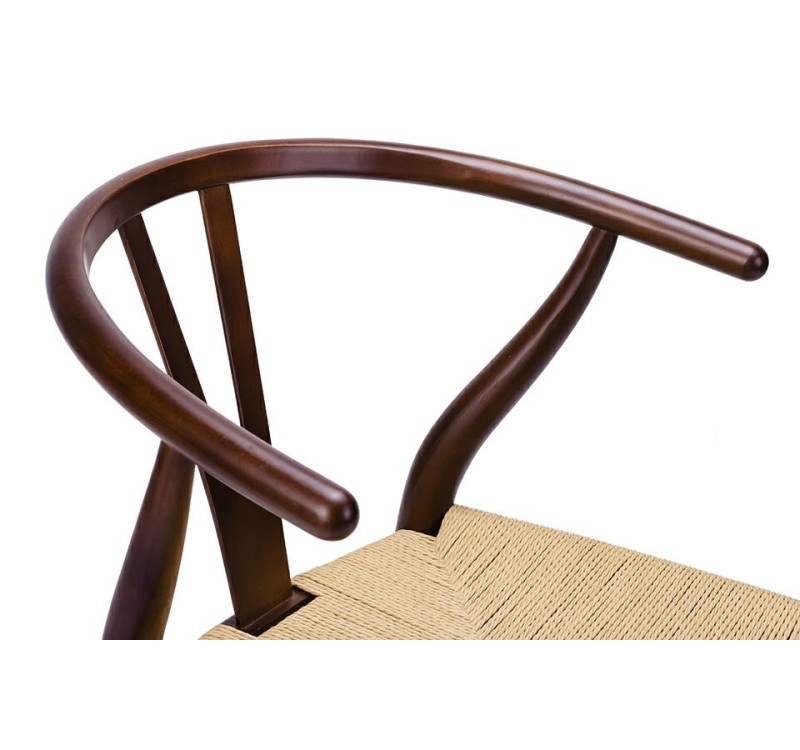 Krzesło WISHBONE ciemny brąz - drewno bukowe, naturalne włókno