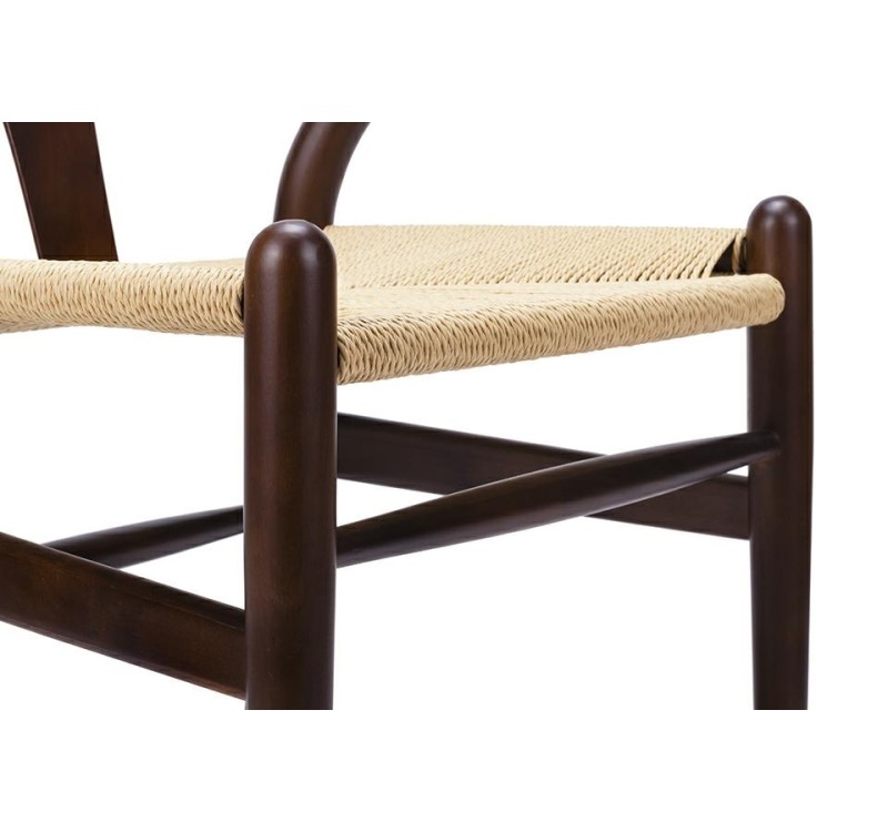 Krzesło WISHBONE ciemny brąz - drewno bukowe, naturalne włókno