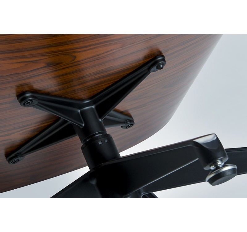 Fotel LOUNGE czarny / orzech - skóra naturalna