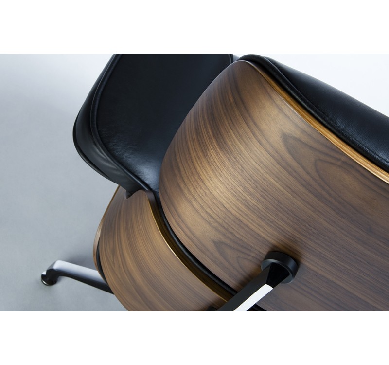 Fotel LOUNGE czarny / orzech - skóra naturalna