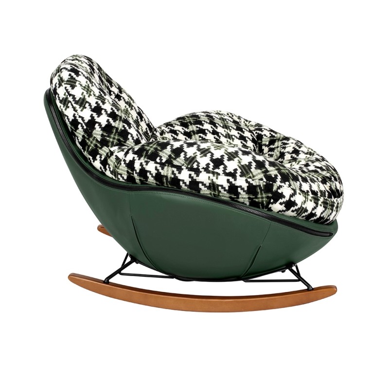 Fotel bujany FATTY zielona pepitka