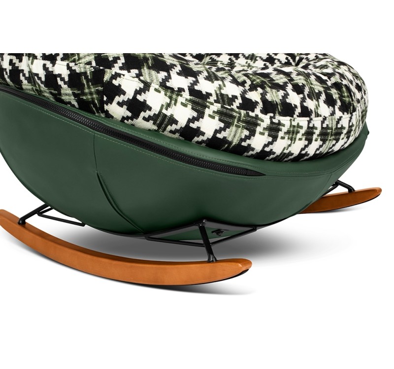 Fotel bujany FATTY zielona pepitka