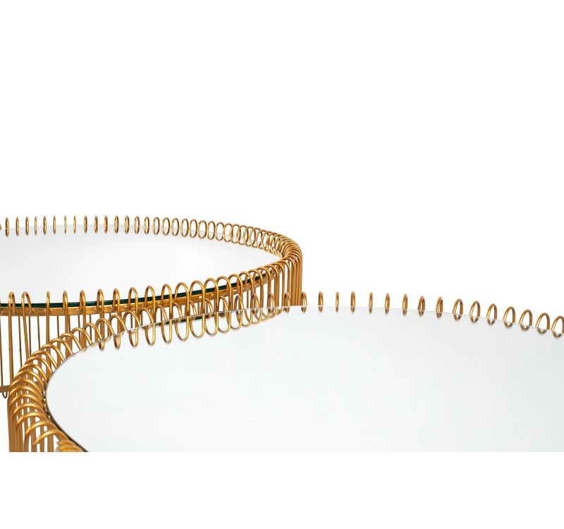 KARE zestaw stolików kawowych WIRE mosiądz