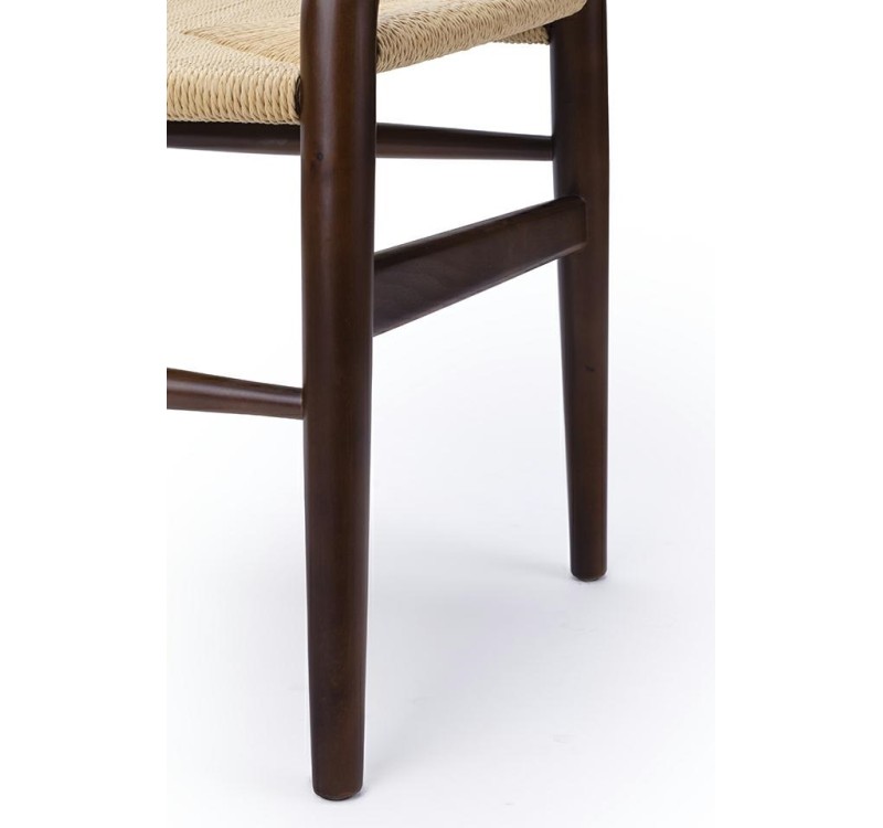 Krzesło WISHBONE ciemny brąz - drewno bukowe, naturalne włókno