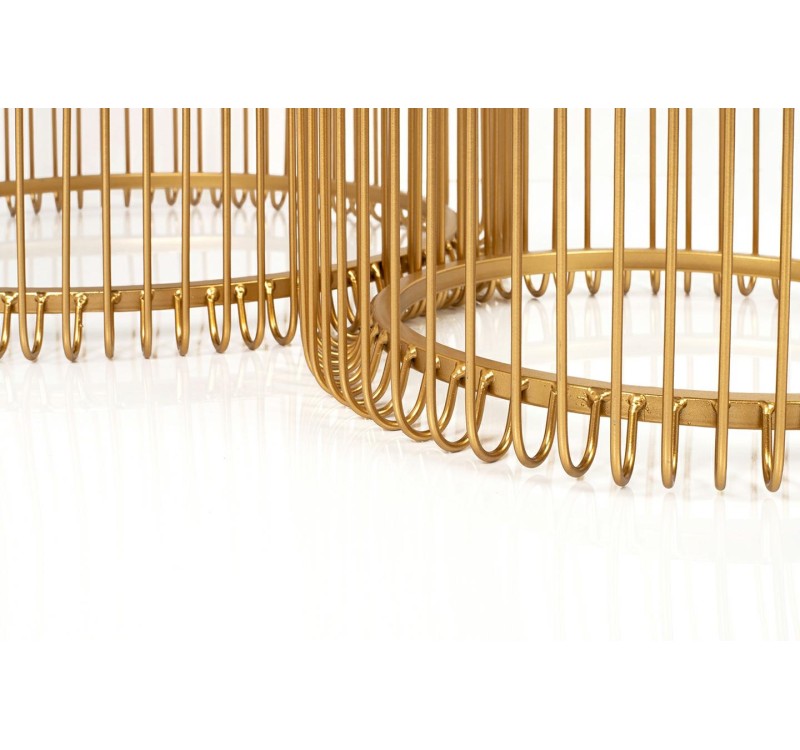 KARE zestaw stolików WIRE mosiądz