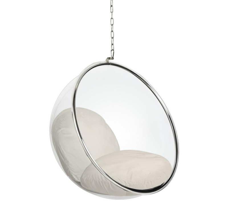 Fotel wiszący BUBBLE VELVET poduszka beżowa