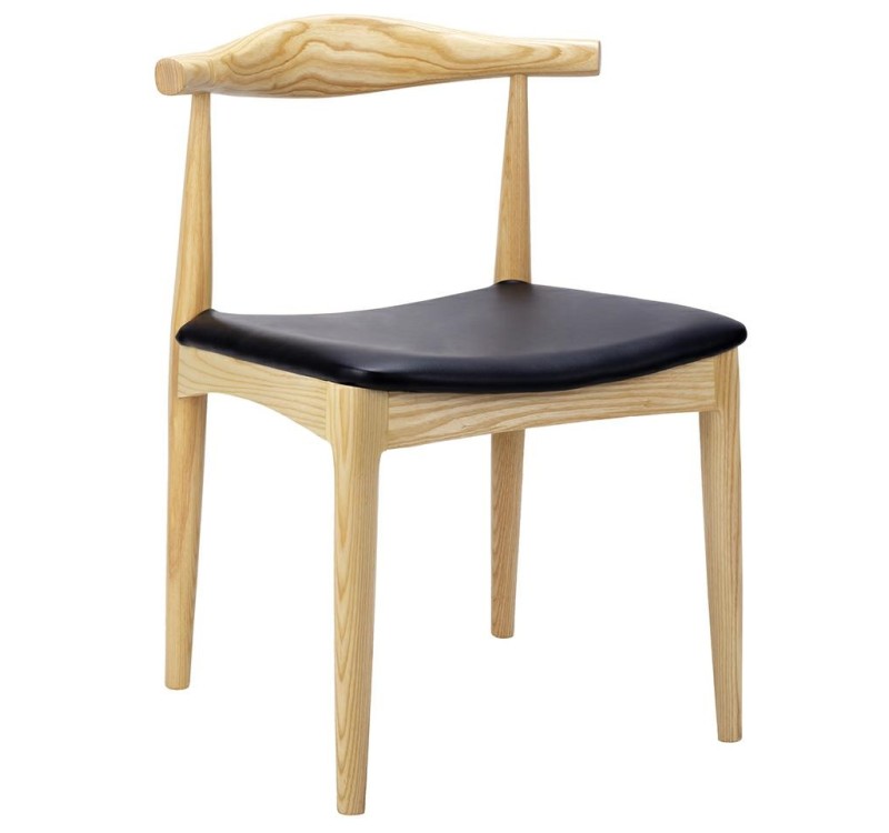 Krzesło ELBOW naturalne - drewno jesion, ekoskóra czarna