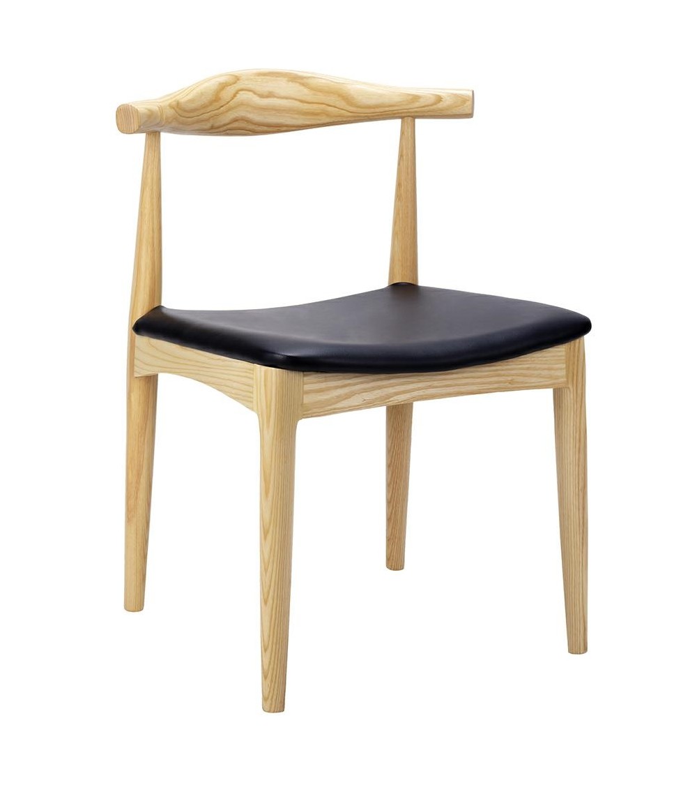 Krzesło ELBOW naturalne - drewno jesion, ekoskóra czarna