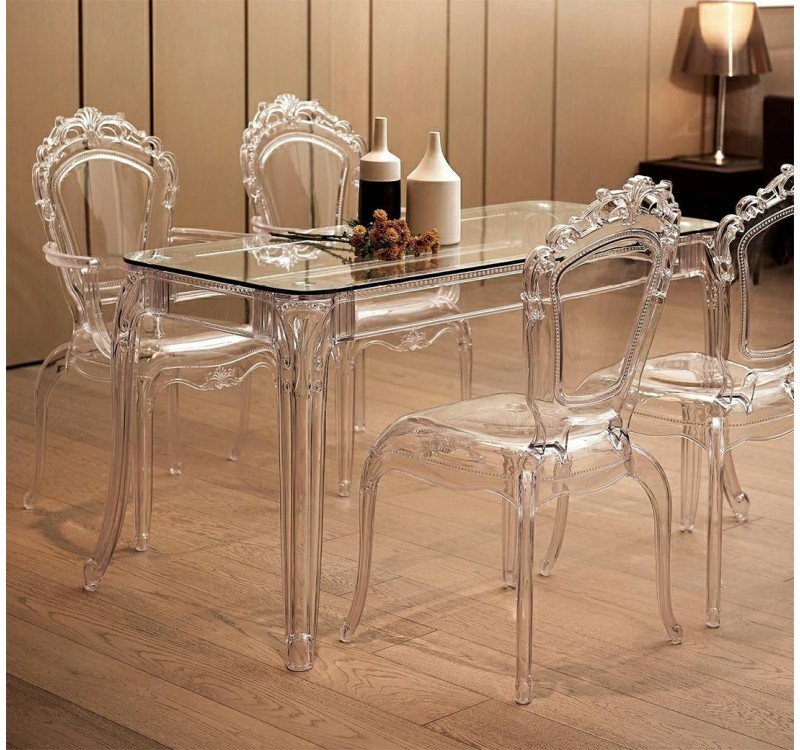 Stół KING 120 transparentny - poliwęglan, szkło hartowane