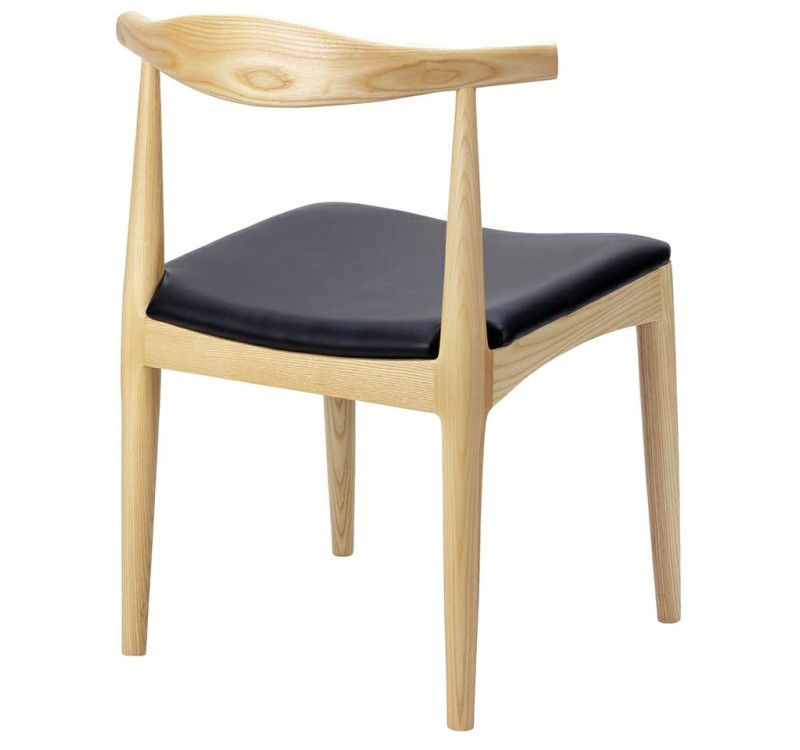 Krzesło ELBOW naturalne - drewno jesion, ekoskóra czarna
