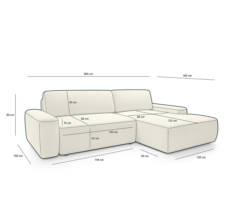 Narożnik MIA z funkcją spania - BUBBLE02   II grupa tkanina