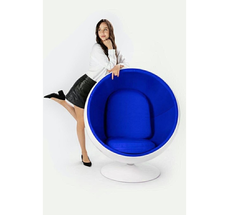 Fotel BALL biało-niebieski - włókno szklane