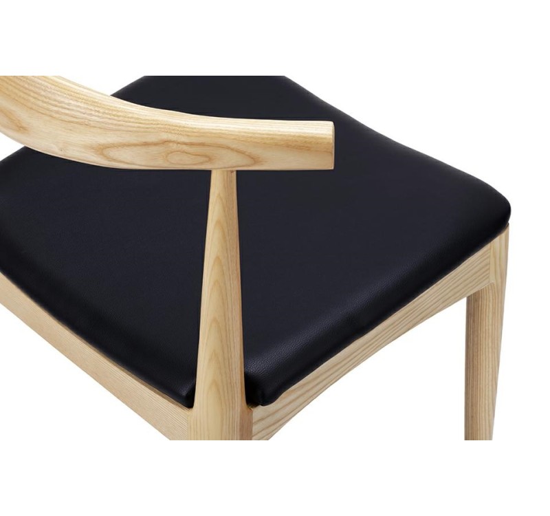 Krzesło ELBOW naturalne - drewno jesion, ekoskóra czarna