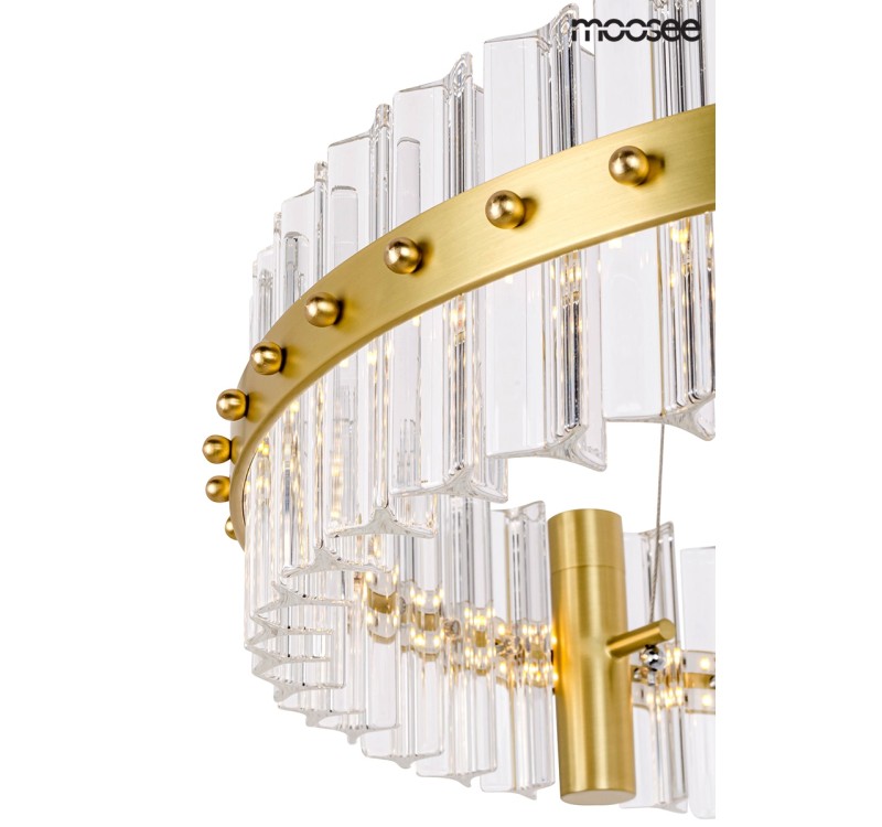 MOOSEE lampa wisząca SATURNUS 47 złota - LED, kryształ, stal szczotkowana