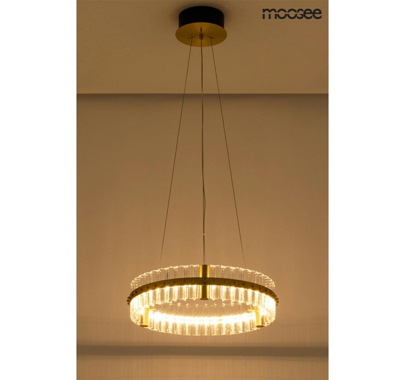 MOOSEE lampa wisząca SATURNUS 47 złota - LED, kryształ, stal szczotkowana