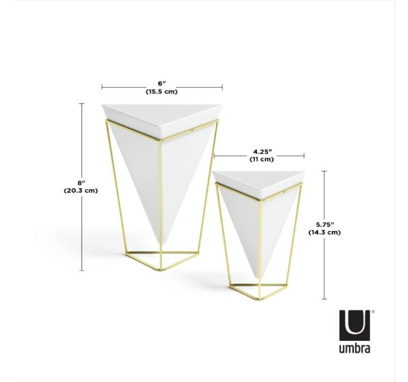 UMBRA zestaw doniczek TRIGG - biały, złoty