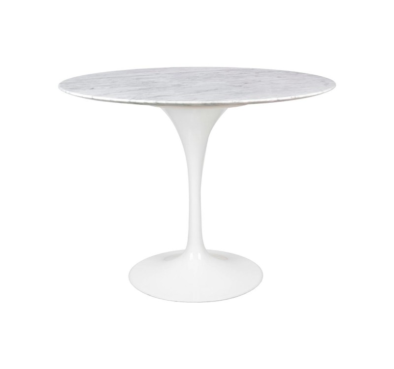 Stół TULIP MARBLE 100 CARRARA biały - blat okrągły marmurowy, metal