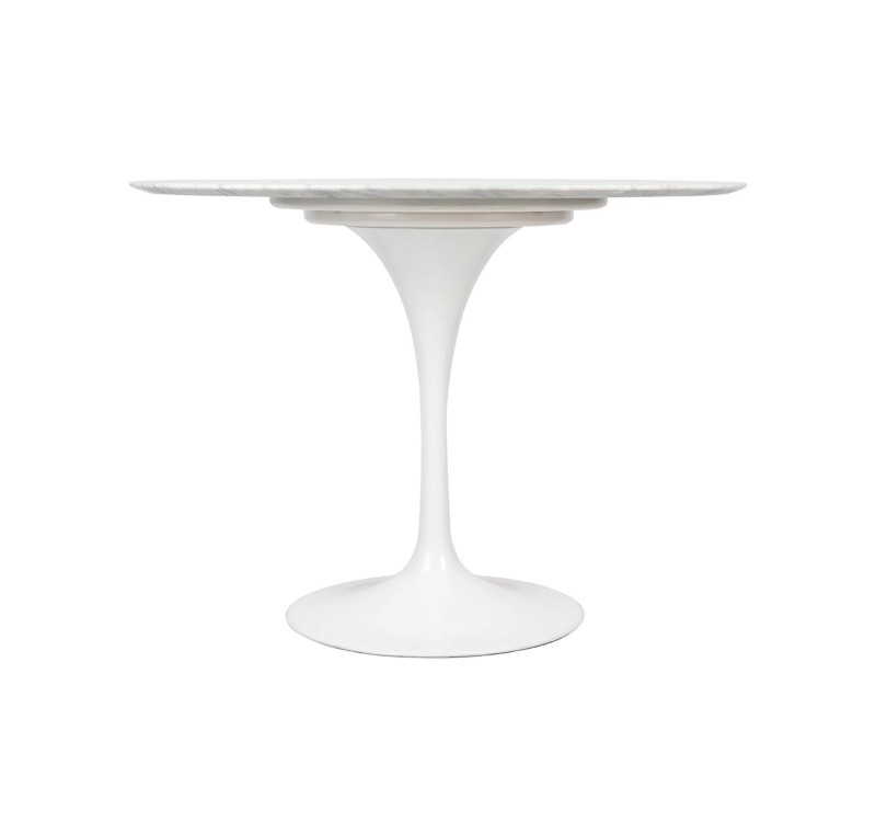 Stół TULIP MARBLE 100 CARRARA biały - blat okrągły marmurowy, metal