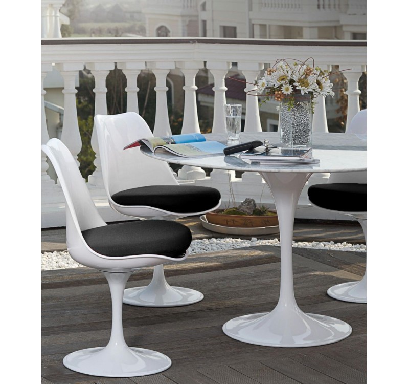 Stół TULIP MARBLE 100 CARRARA biały - blat okrągły marmurowy, metal