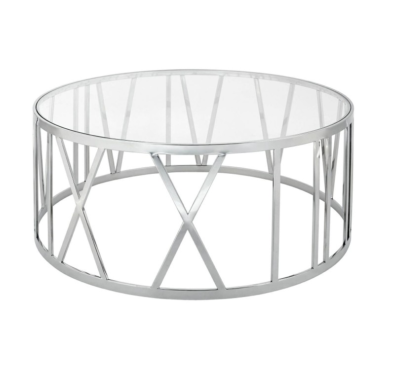 Stolik TIME ROMAN - szło, polerowana stal nierdzewna