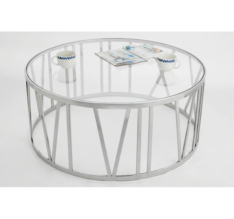 Stolik TIME ROMAN - szło, polerowana stal nierdzewna