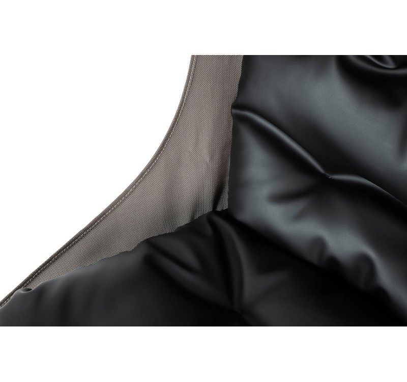 Fotel ARNI HIGH z podnóżkiem czarny - ekoskóra, stal szczotkowana