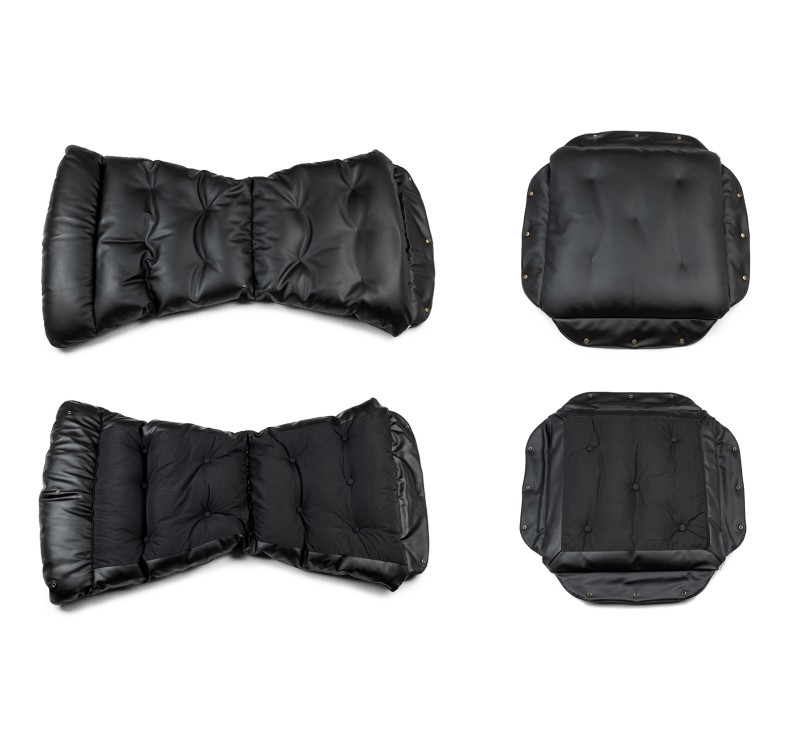 Fotel ARNI HIGH z podnóżkiem czarny - ekoskóra, stal szczotkowana