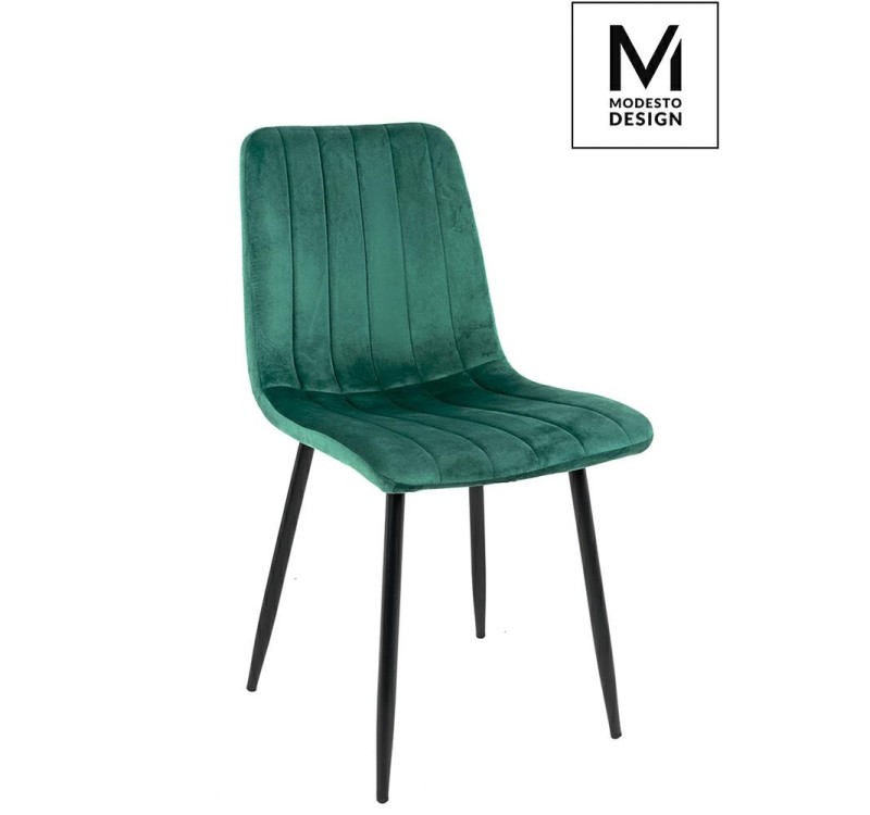 MODESTO krzesło LARA zielone - welur, metal