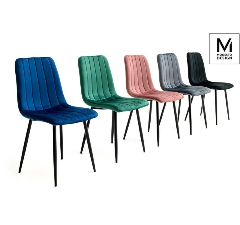 MODESTO krzesło LARA zielone - welur, metal