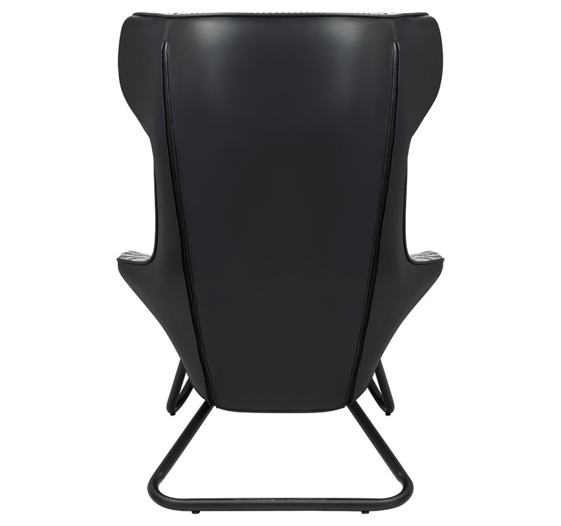 Leżanka VITA tkanina pepitka biało - czarna, ekoskóra czarna