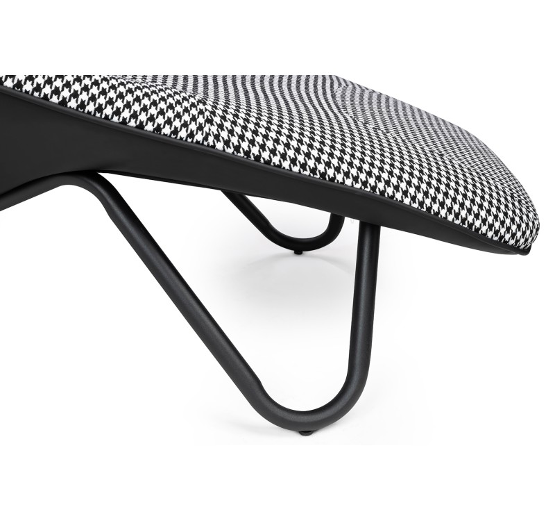 Leżanka VITA tkanina pepitka biało - czarna, ekoskóra czarna