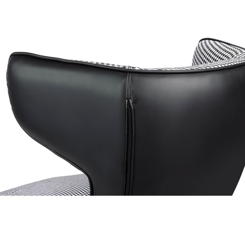 Leżanka VITA tkanina pepitka biało - czarna, ekoskóra czarna