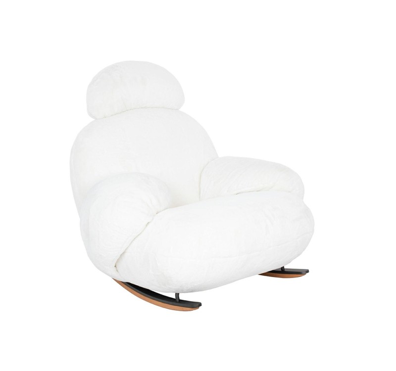 Fotel bujany PLUSH FUR biały