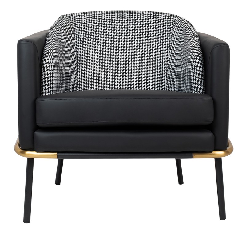 Fotel GUBI czarny PU / pepitka