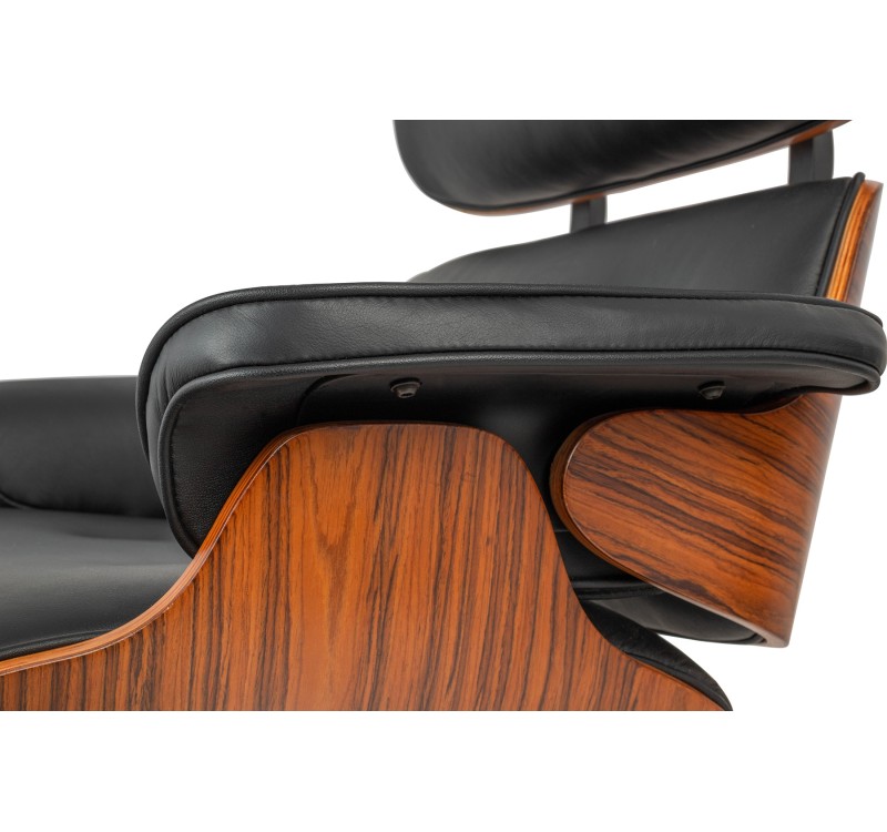 Fotel LOUNGE HM czarny / róża z podnóżkiem