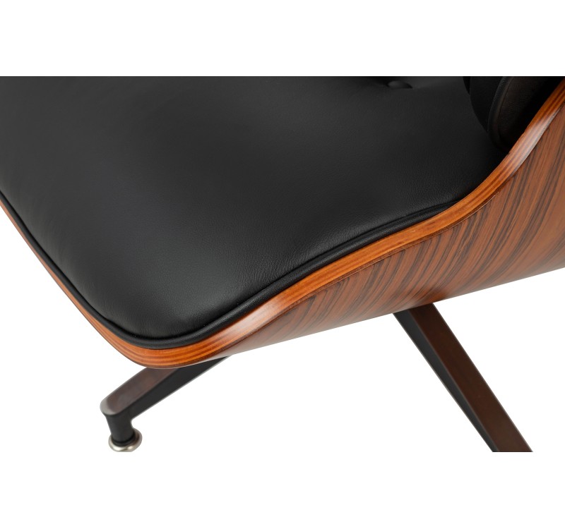 Fotel LOUNGE HM czarny / róża z podnóżkiem