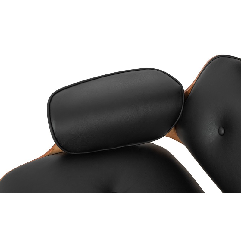 Fotel LOUNGE HM czarny / róża z podnóżkiem