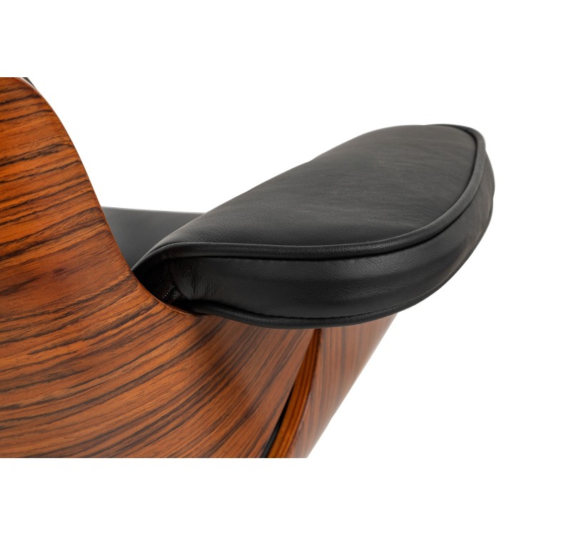 Fotel LOUNGE HM czarny / róża z podnóżkiem