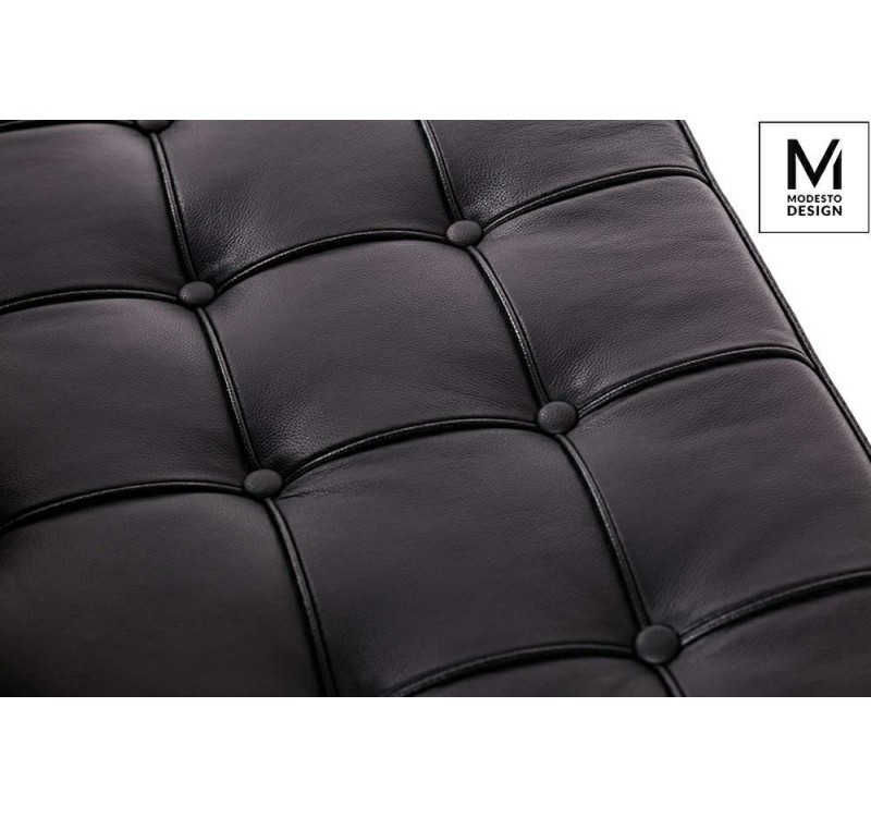 MODESTO sofa dwuosobowa BARCELON czarna - ekoskóra, stal polerowana
