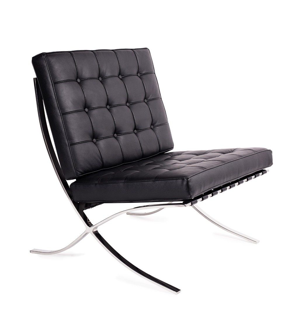 Fotel BARCELON PRESTIGE PLUS czarny - włoska selekcjonowana skóra naturalna, stal