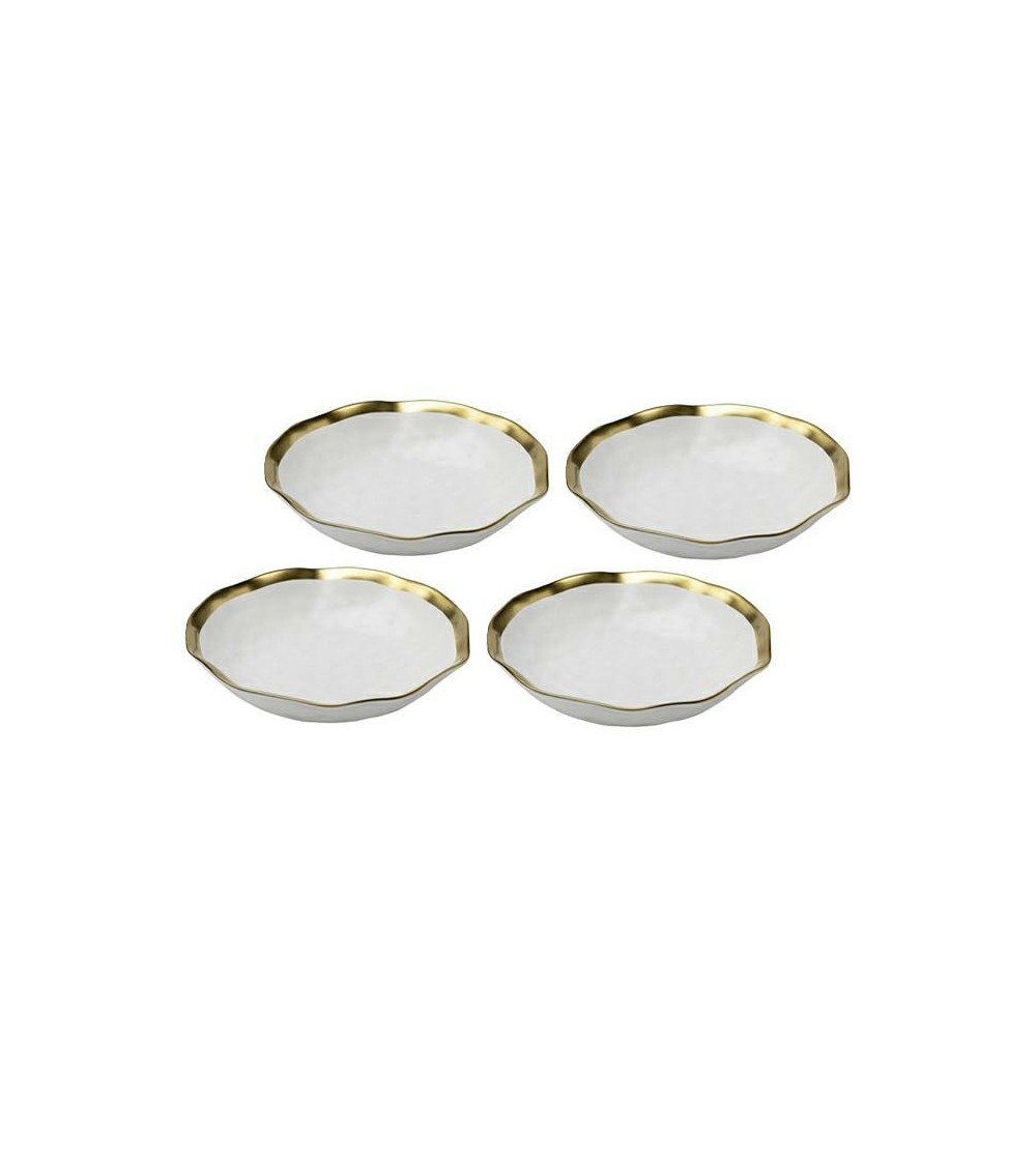 KARE komplet 4 talerzy głębokich BELL 20  cm biało-złoty