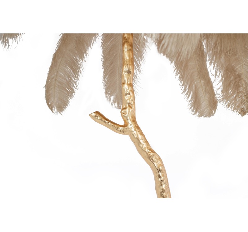 MOOSEE lampa podłogowa TIFFANY 175        beżowa mosiądz / naturalne pióra