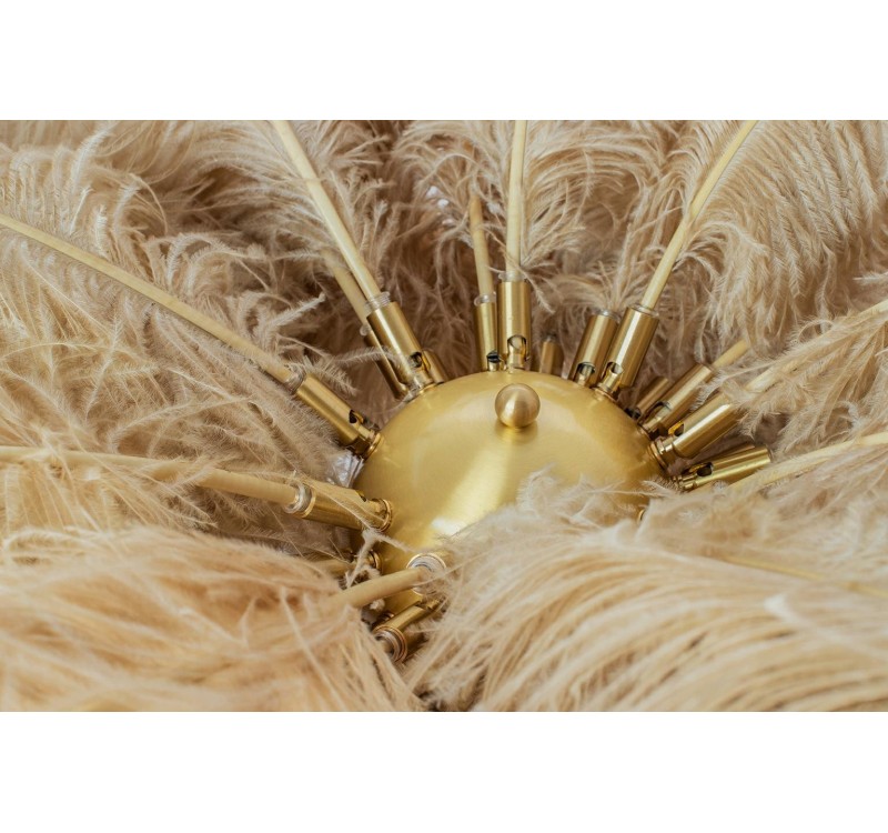 MOOSEE lampa podłogowa TIFFANY 175        beżowa mosiądz / naturalne pióra