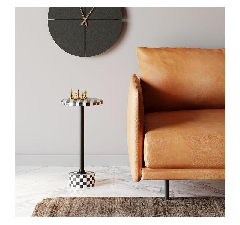 KARE stolik DOMERO CHESS 25 biało-czarny