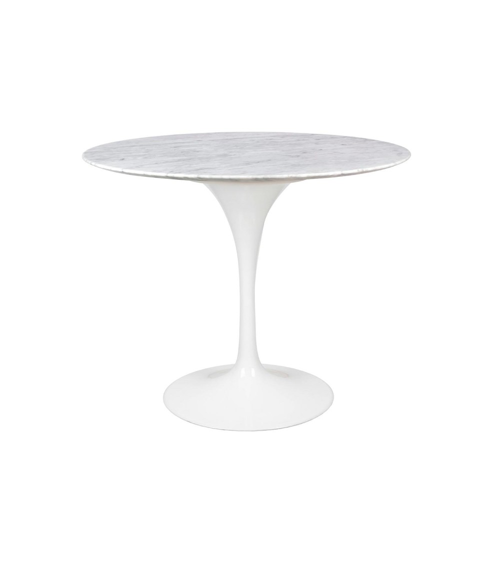 Stół TULIP MARBLE 90 CARRARA biały - blat okrągły marmurowy, metal