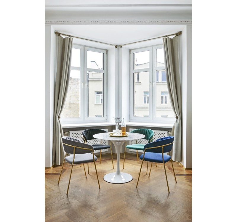 Stół TULIP MARBLE 90 CARRARA biały - blat okrągły marmurowy, metal