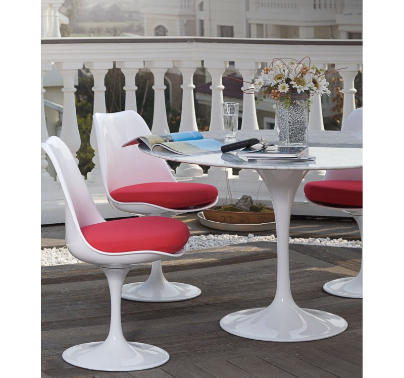 Stół TULIP MARBLE 90 CARRARA biały - blat okrągły marmurowy, metal