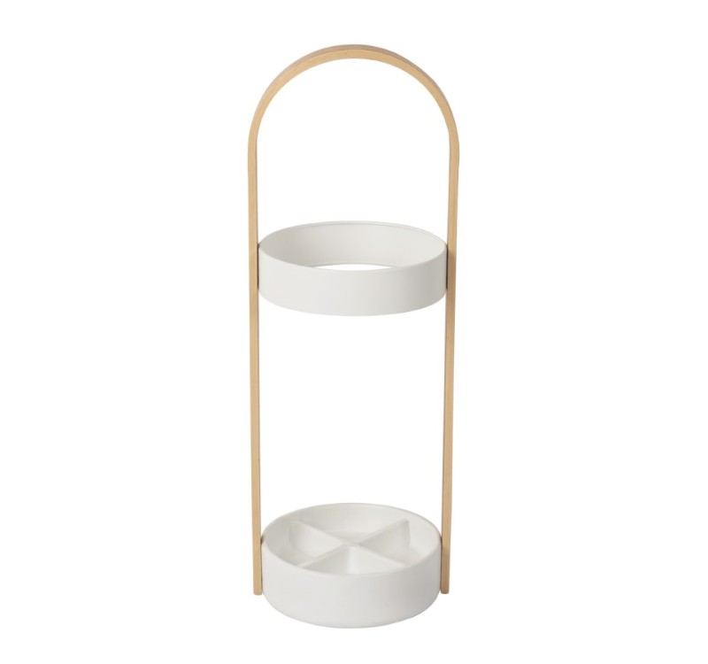 UMBRA stojak na parasolki BELLWOOD biało naturalny